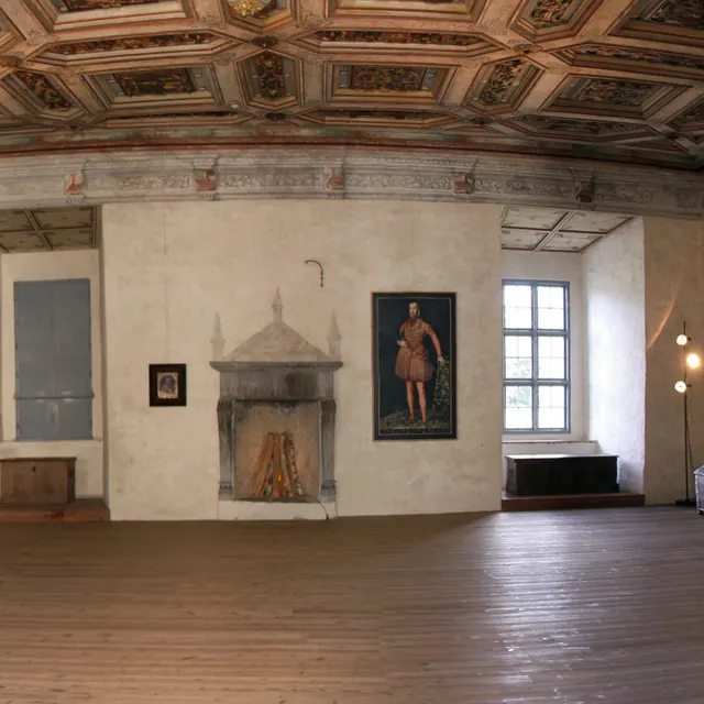 The Golden Hall inside Kalmar Castle with its coffered ceiling