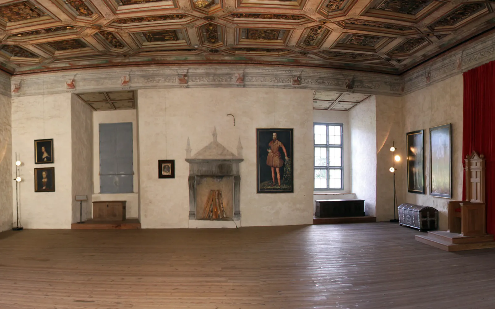 The Golden Hall inside Kalmar Castle with its coffered ceiling